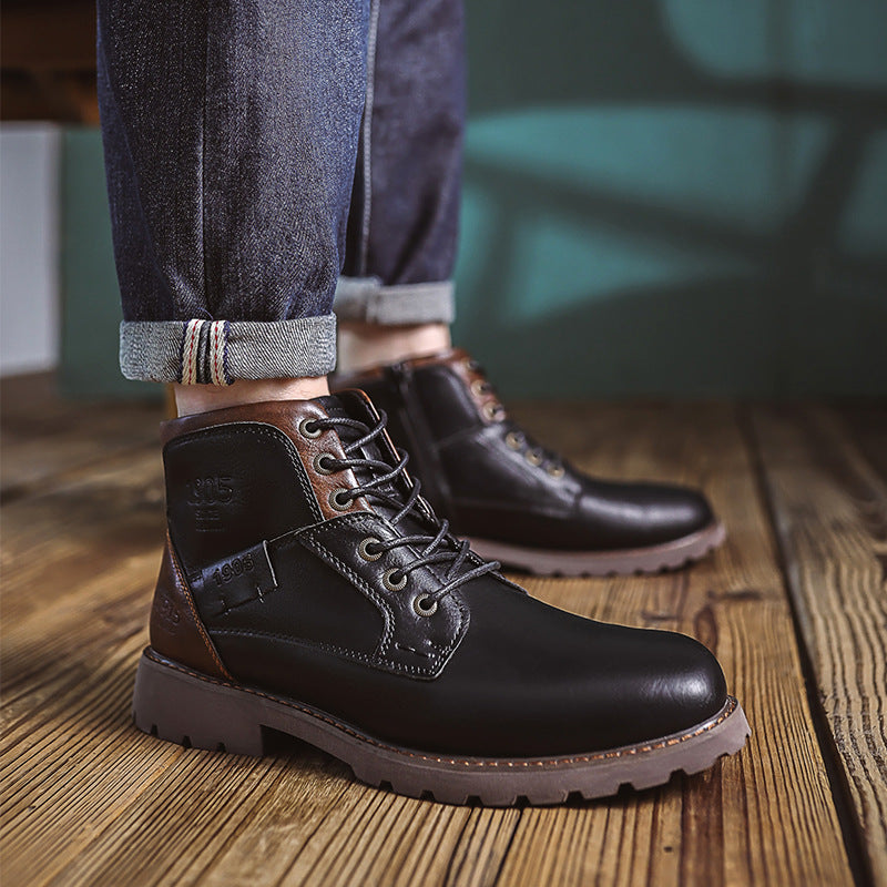 Classic British Vintage Leather Martin Boots