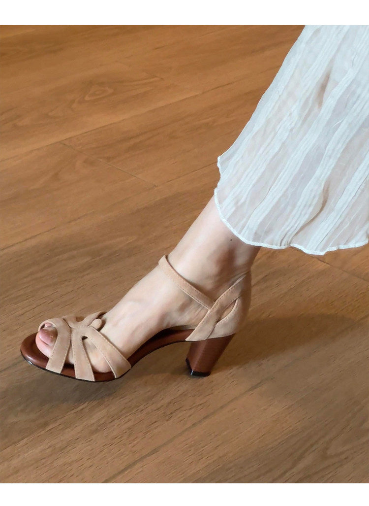 Vintage Woven Strappy Roman Sandals - Soft Sole Summer Heels