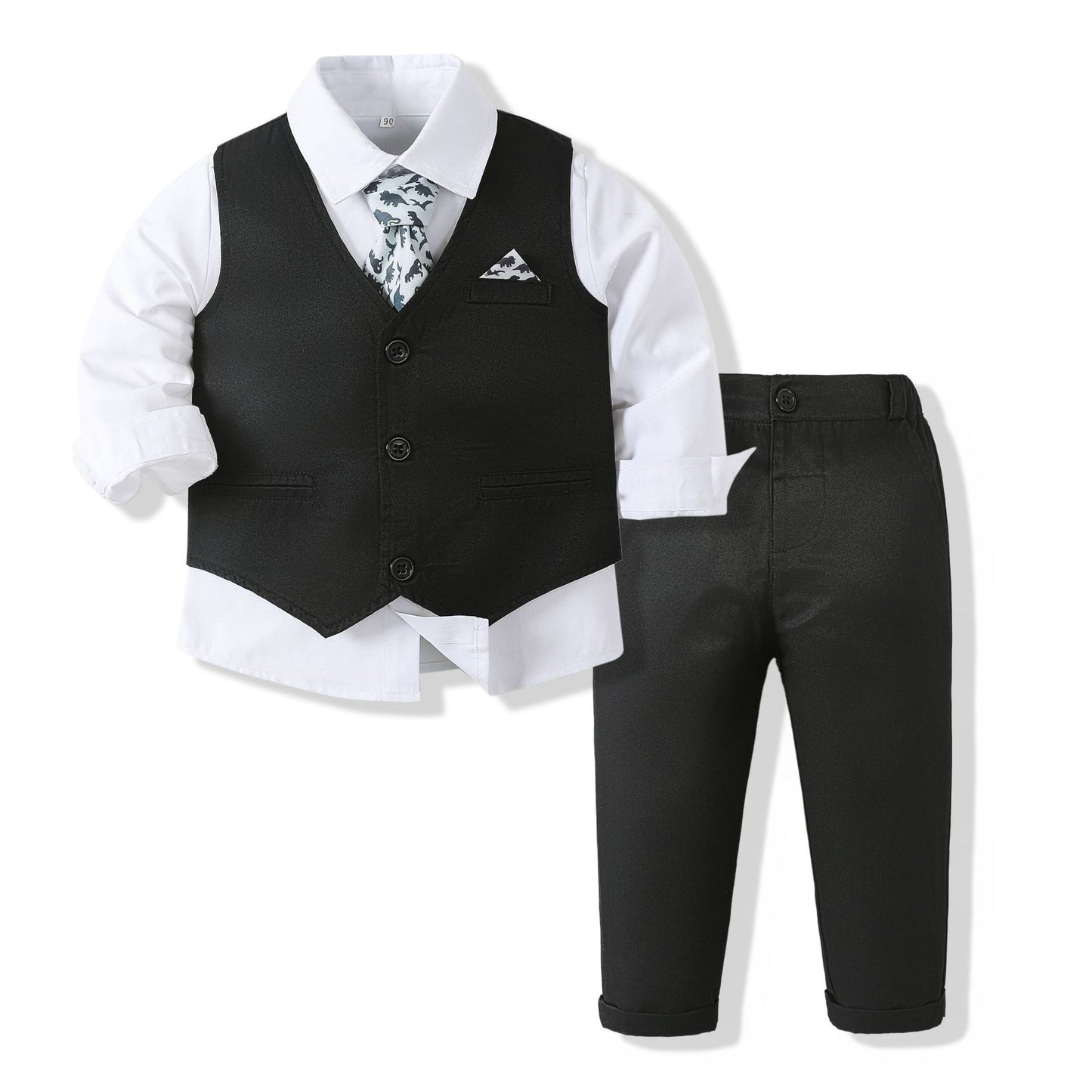 Boys' Spring & Autumn Shirt, Vest, and Pants Set