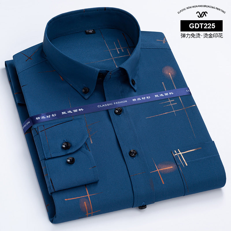 Men's Non-Iron Plaid Shirt  Spring/Autumn Business Casual