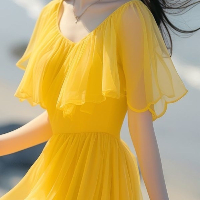 French Yellow Bubble Dress