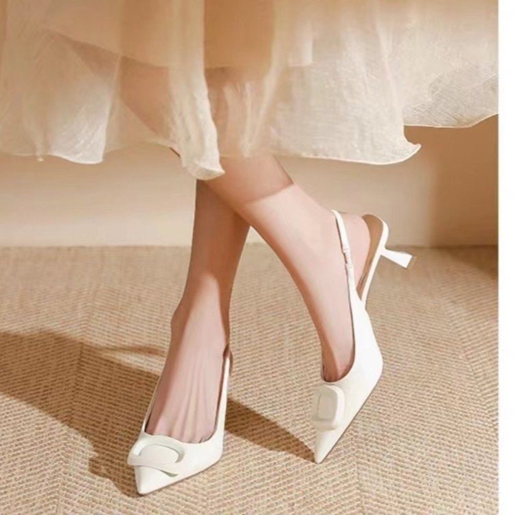 White Pointed Toe High Heeled Sandals