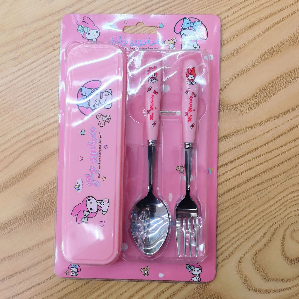 Little Bites Travel Cutlery Stainless Steel Fork, Spoon Two-Piece Set