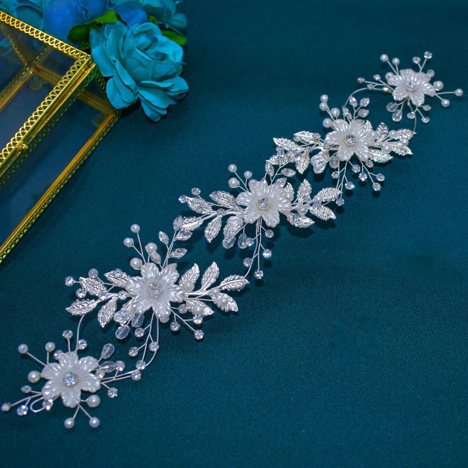 Bride handmade rhinestone flower headband