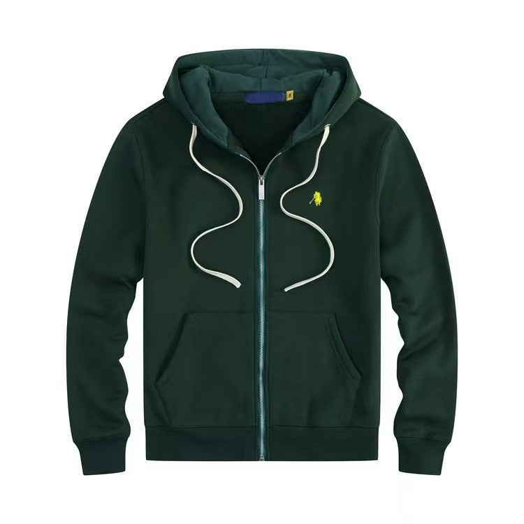 Mens Thick Cotton Fleece Zip-Up Hoodie