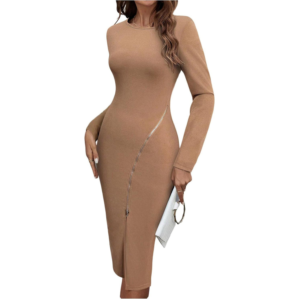 Sexy Zipper Bodycon Little Black Dress