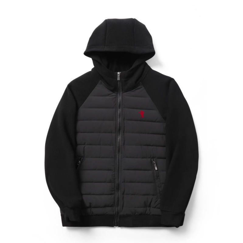 Mens Pony Print Hooded Jacket  Lightweight Down Cotton