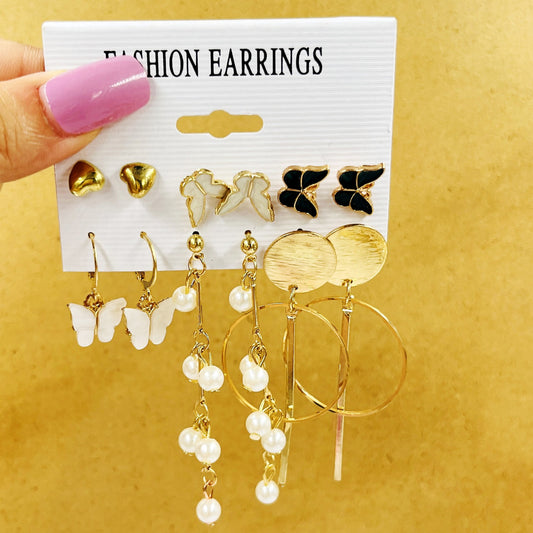 Creative French retro gold earrings set