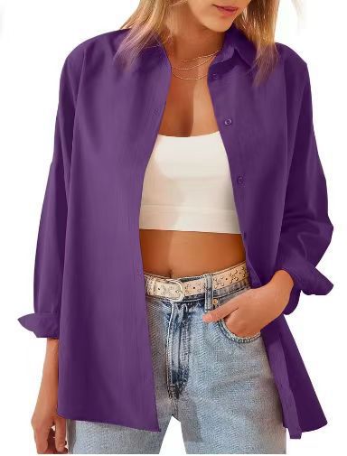 Candy-Colored Button-Up Cardigan Shirt for Women