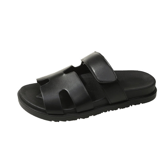 Thick-Soled Color-Blocked Velcro Sandals (On Hand)