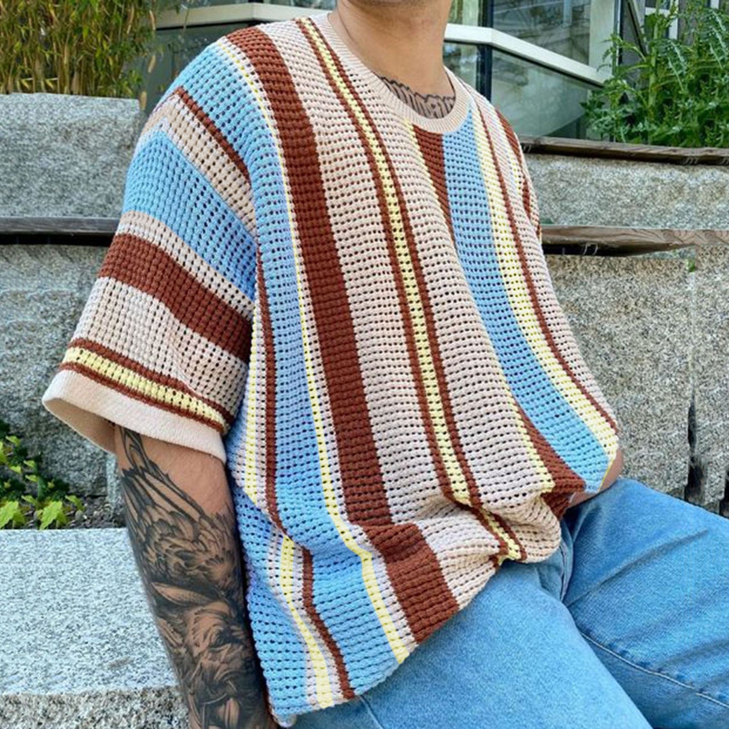 Round Neck Knit T-Shirt