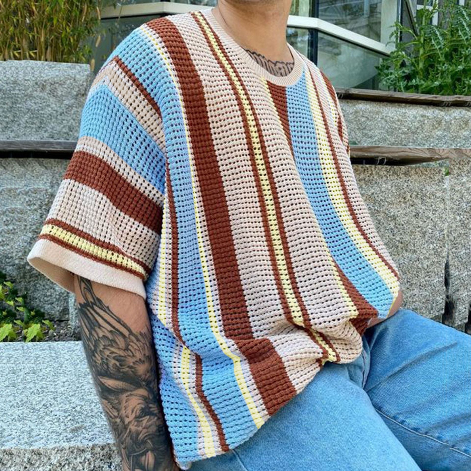 Round Neck Knit T-Shirt