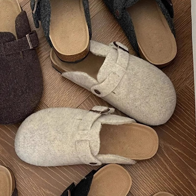 Woolen flat-soled cork Boken shoes (On Hand)