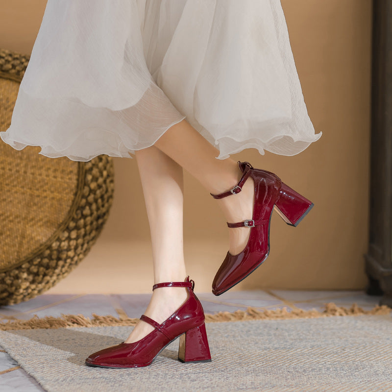Womens Patent Leather Red Wedding Heels