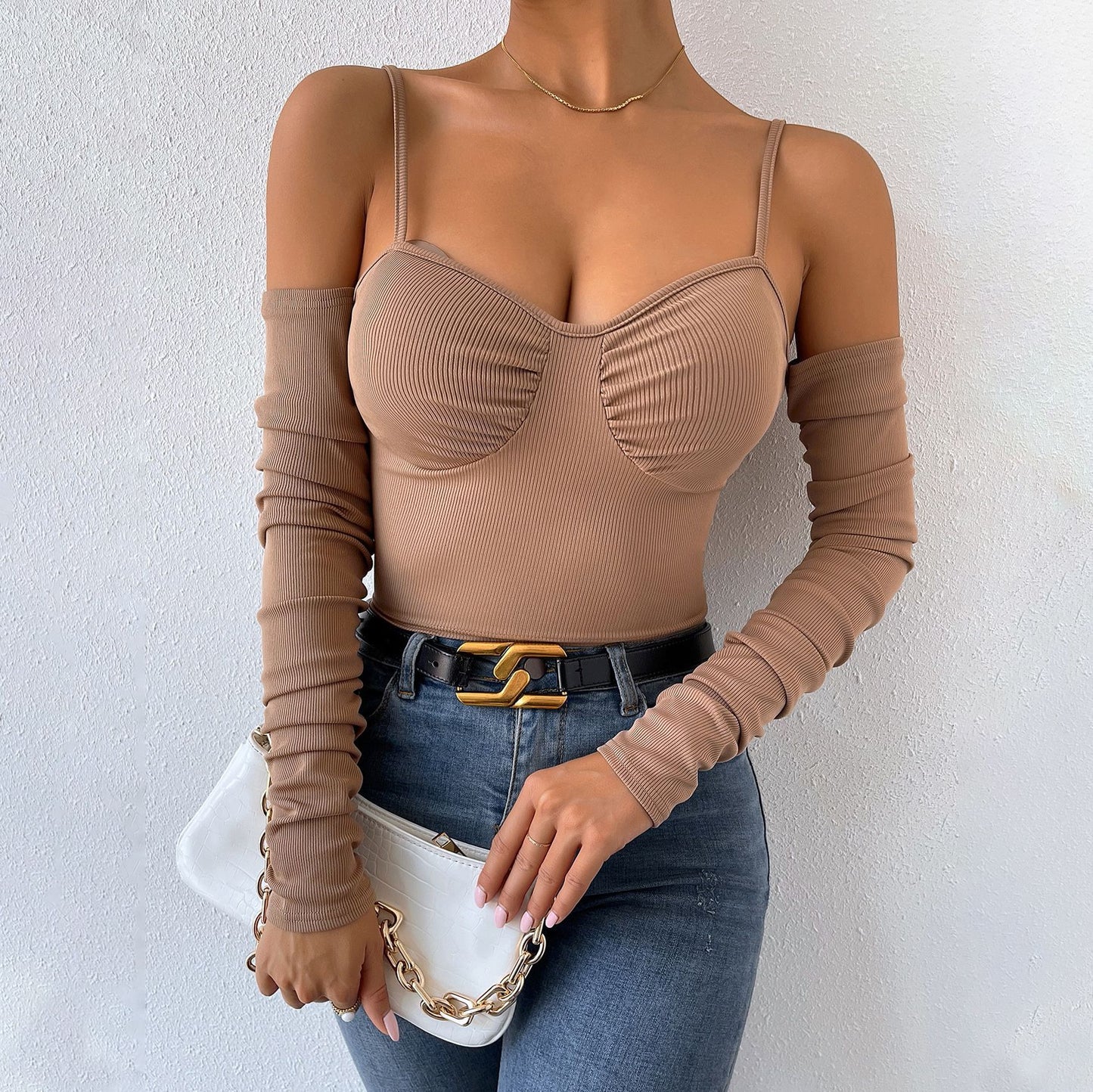 Women's off-the-shoulder vests - Women's outer tops