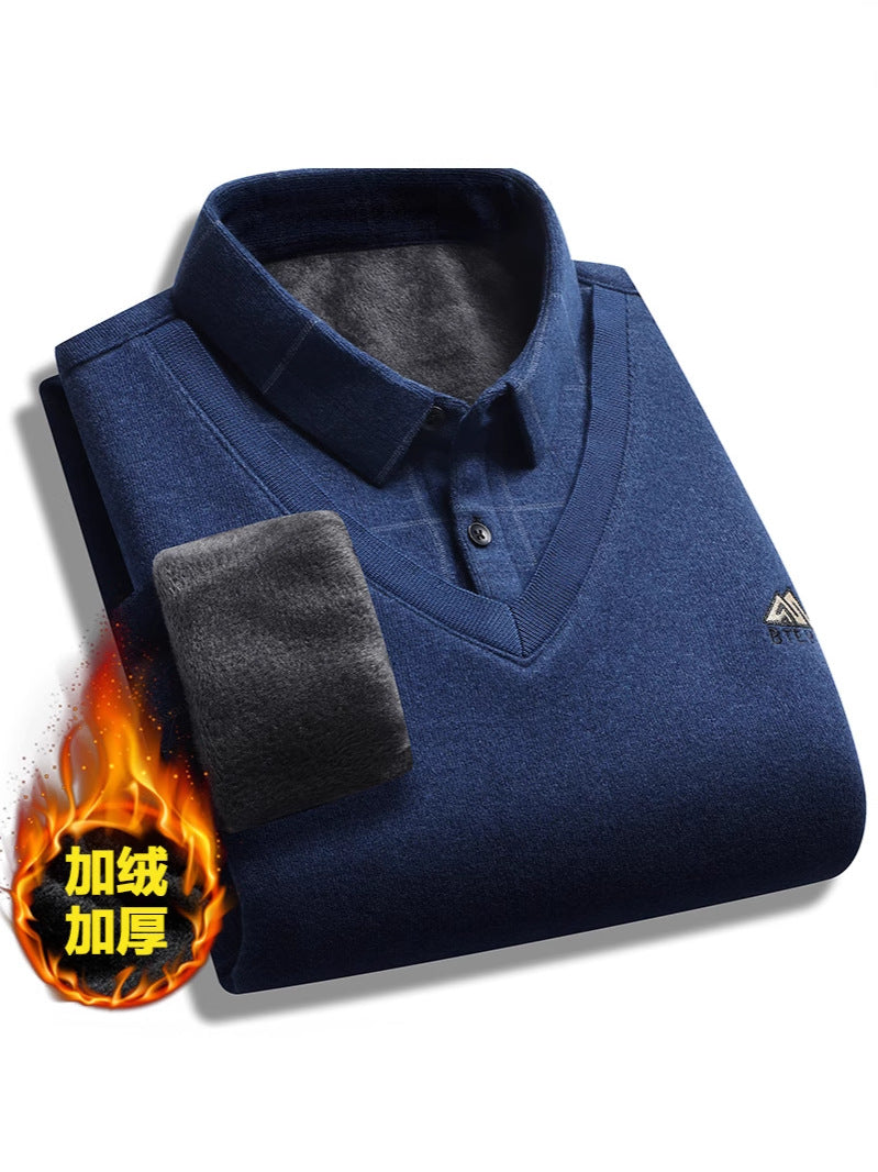 Men’s Fleece-Lined Warm Long-Sleeve Sweater