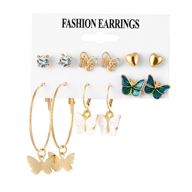 Creative French retro gold earrings set