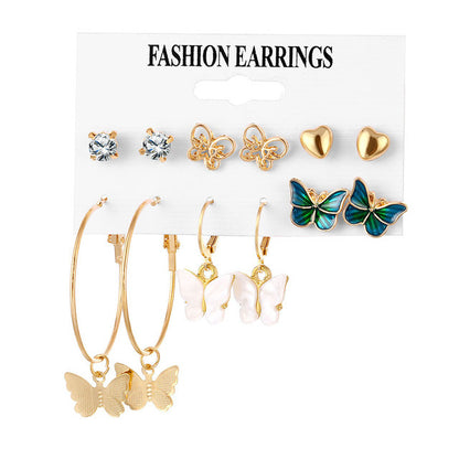 Creative French retro gold earrings set