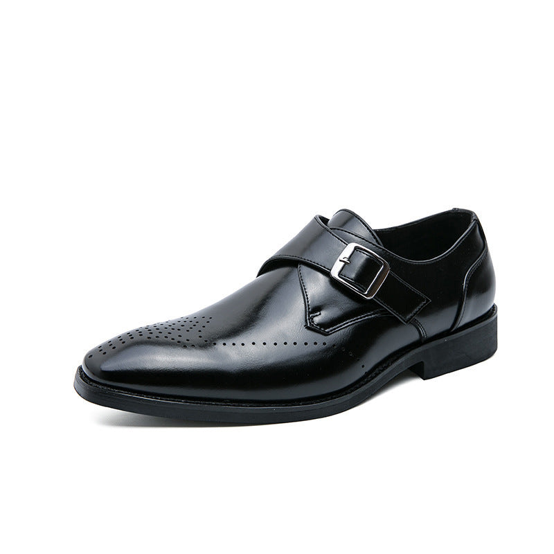 Square toe business formal wear leather shoes