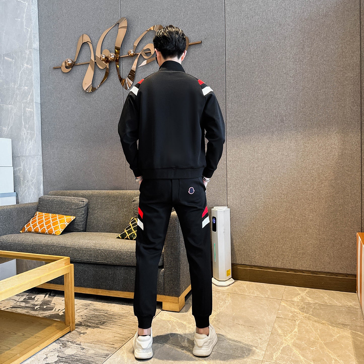 Men's Autumn/Winter Color-Block Sweatshirt & Jogger Set  Trendy  Style
