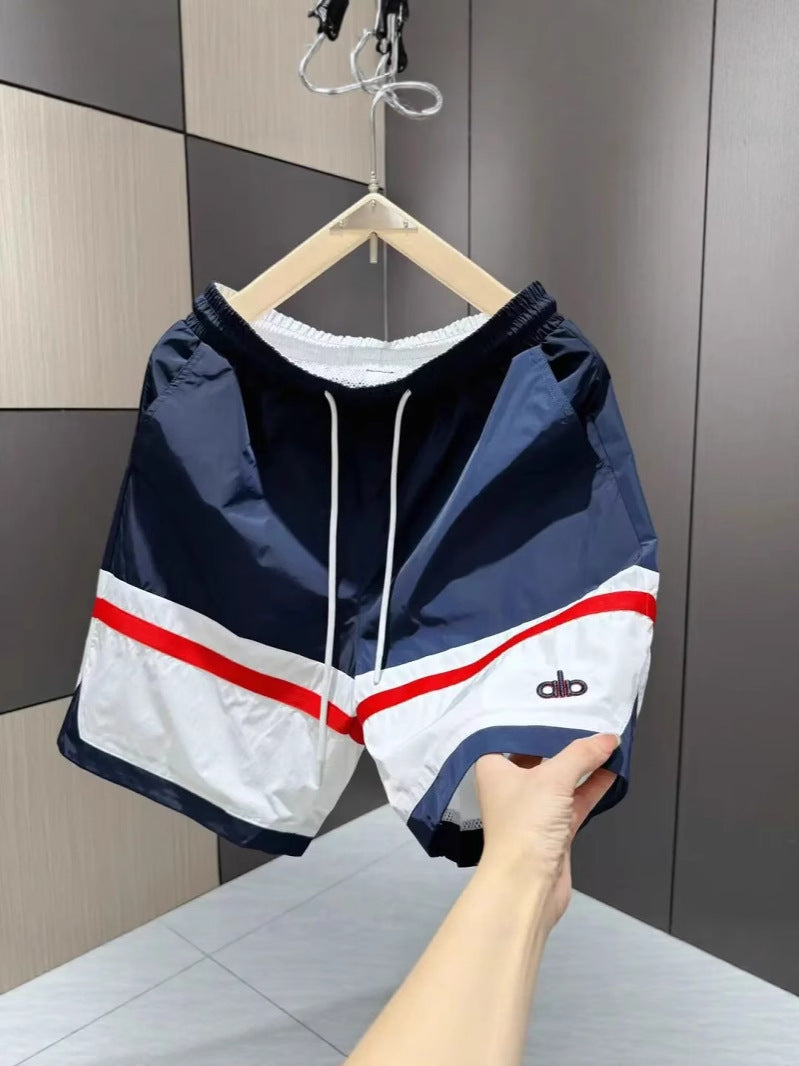 Men's Color Block Casual Shorts  Loose Fit Summer Cropped Pants