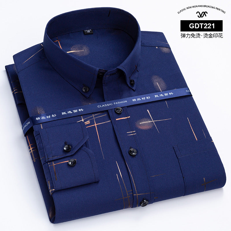 Men's Non-Iron Plaid Shirt  Spring/Autumn Business Casual