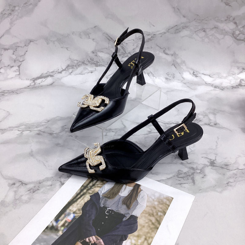Metal Buckle High Heel Sandals