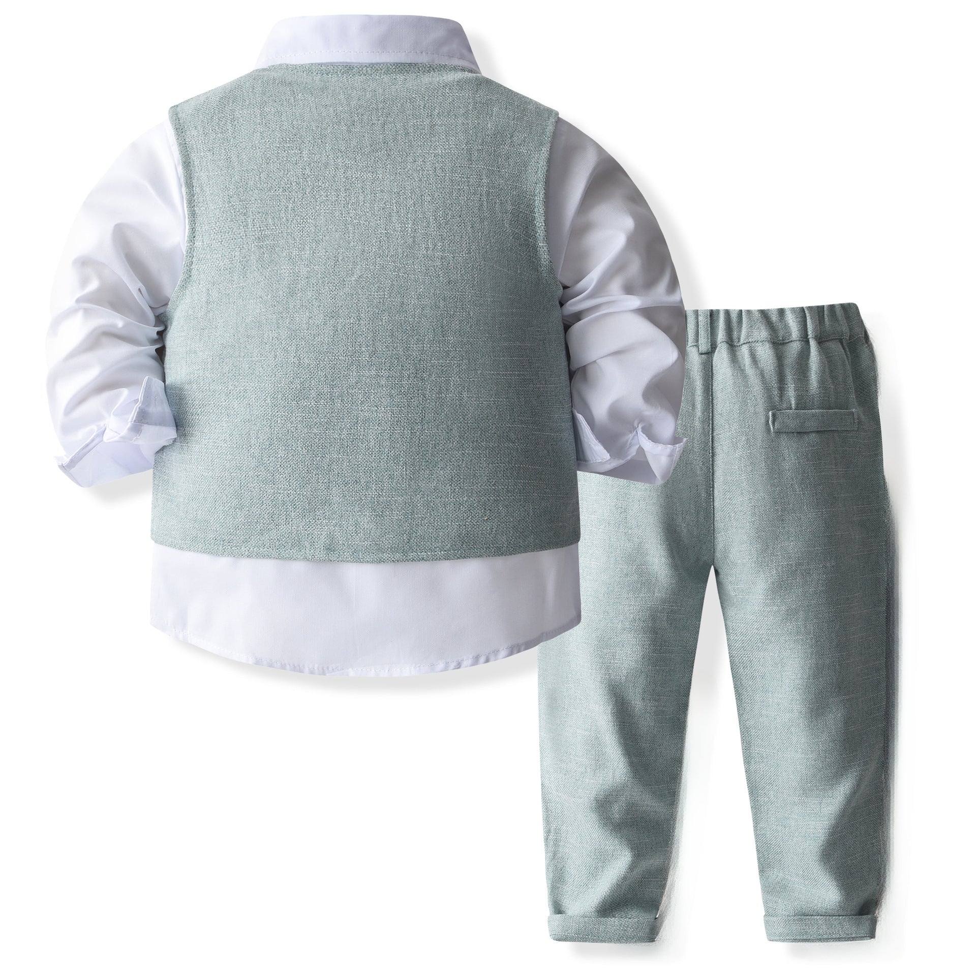 Boys' Spring & Autumn Shirt, Vest, and Pants Set
