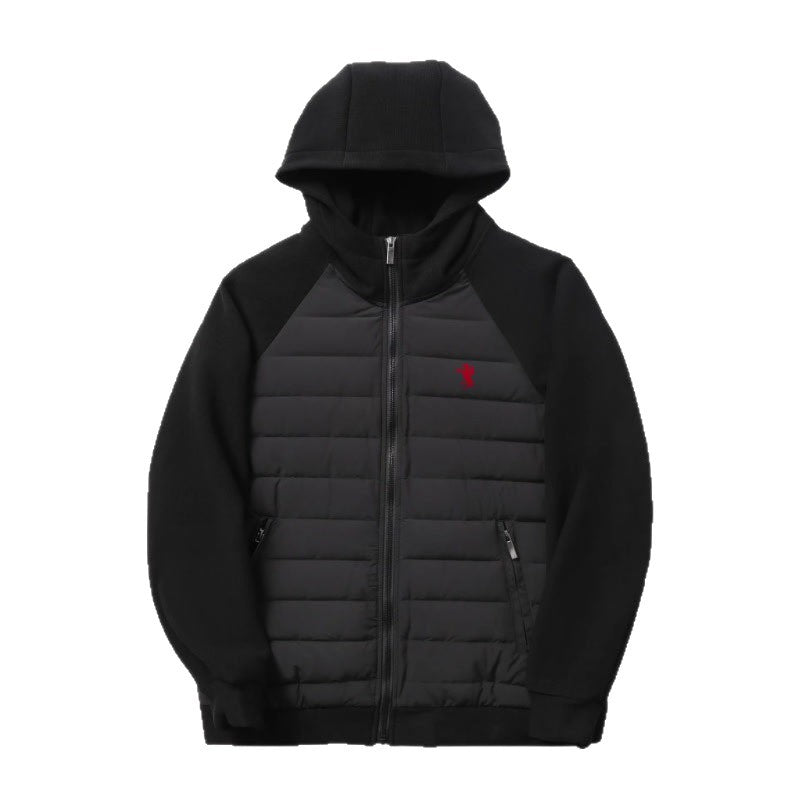 Mens Pony Print Hooded Jacket  Lightweight Down Cotton