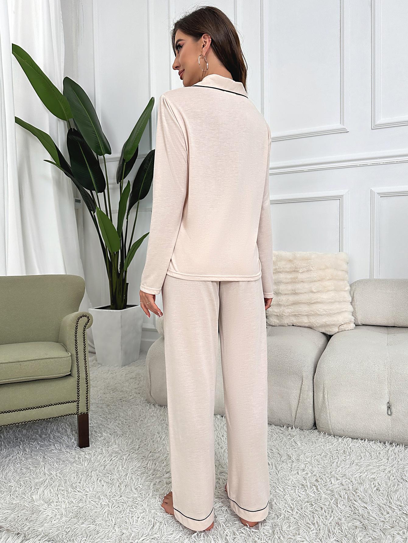 Women's solid color cardigan long-sleeved loungewear