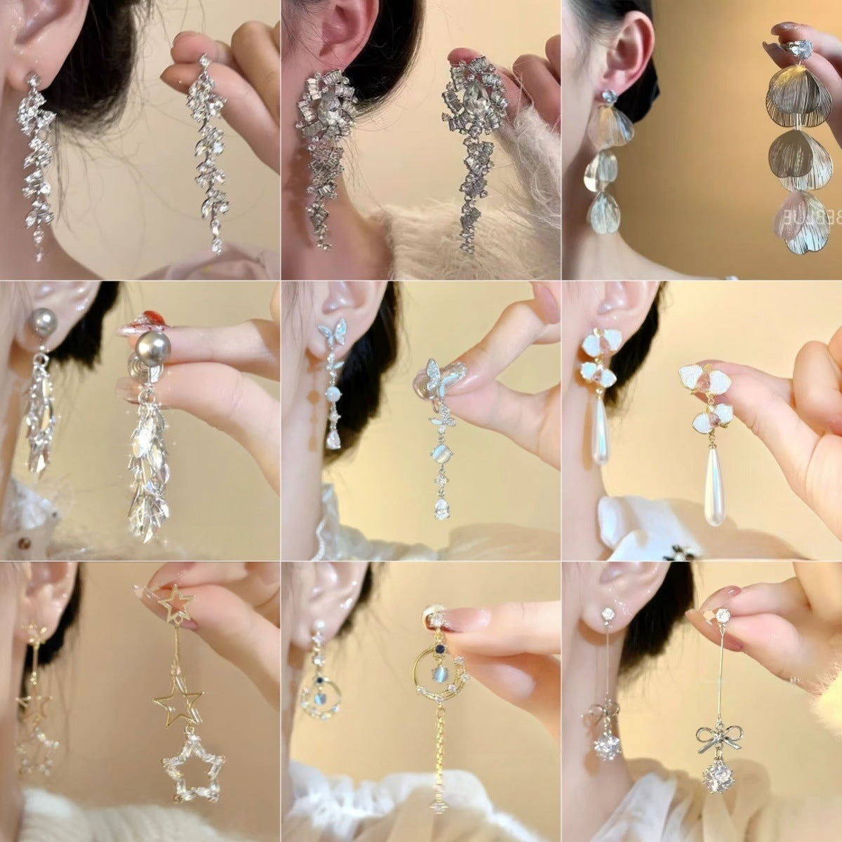Super Flash Rhinestone Goddess Stud Earrings