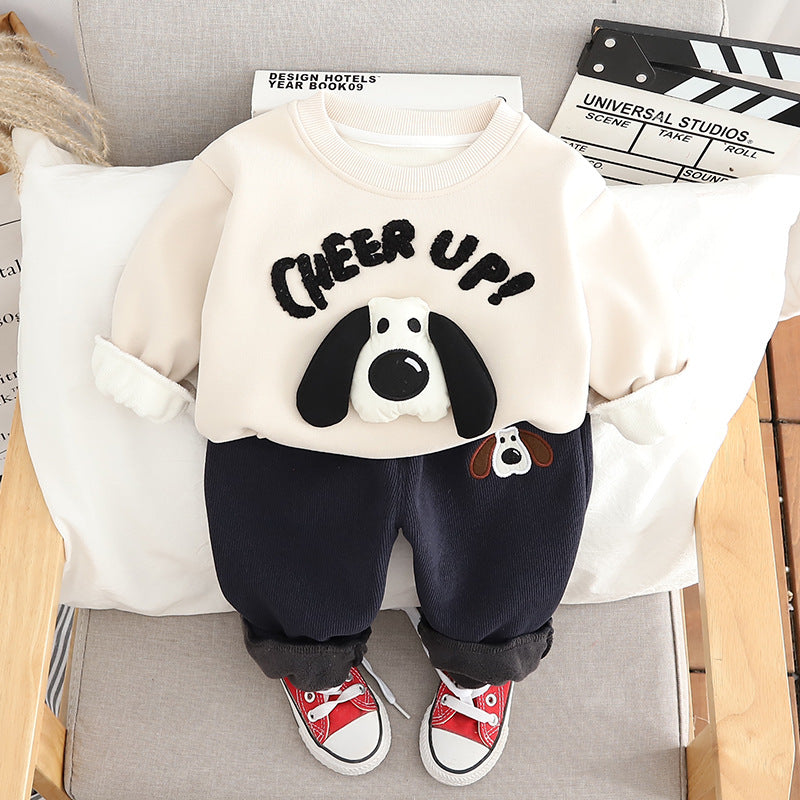 Letter Print Sweatshirt Set