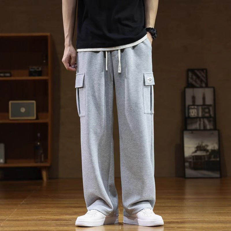 Men’s Plus Size Straight-Leg Sweatpants – Loose Fit Wide-Leg Casual Pants