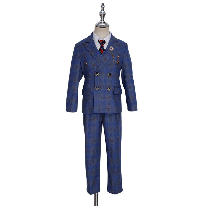 Boys' Formal Checkered Suit with Vest