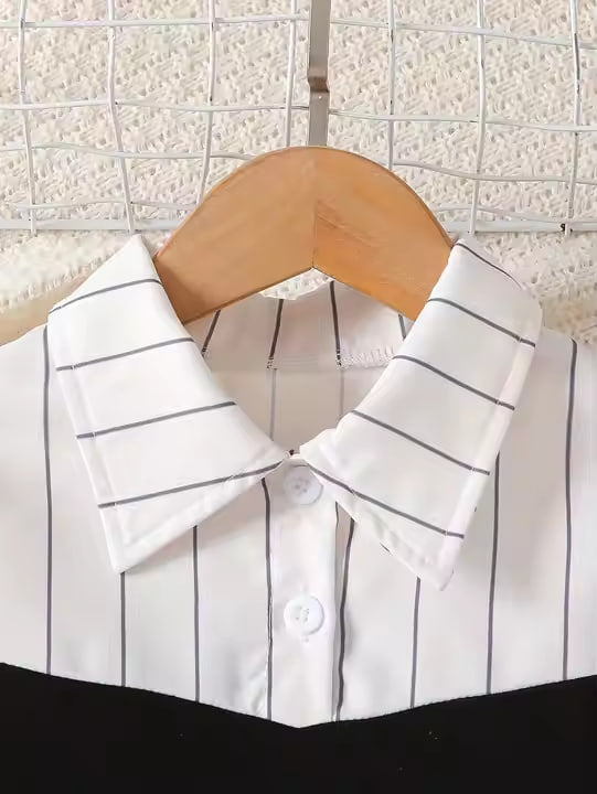 Preppy Striped Shirt & Skirt Set