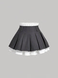 Sweet Lace Pleated Mini Skirt