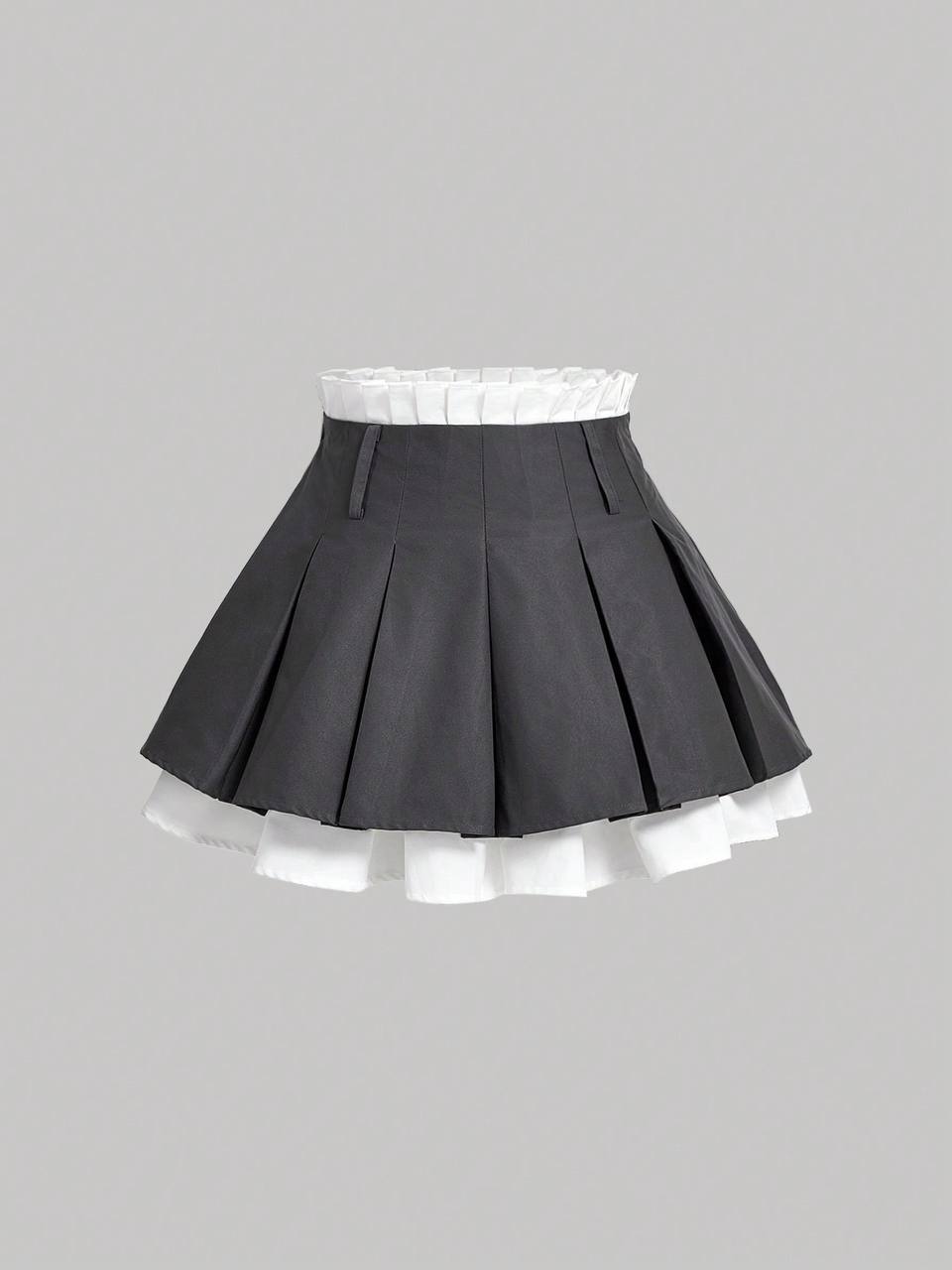 Sweet Lace Pleated Mini Skirt