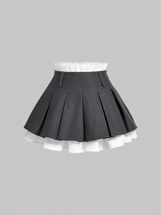 Sweet Lace Pleated Mini Skirt