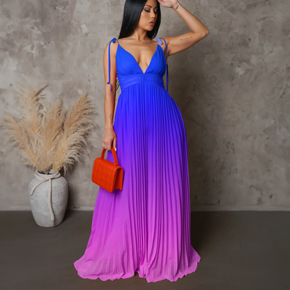Summer Slip Backless Sexy Lace Gradient Long Dress