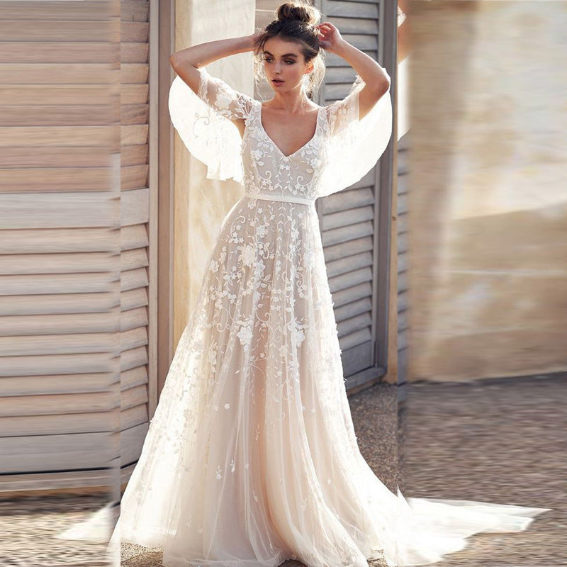 Sexy Backless Lace V-Neck Dress