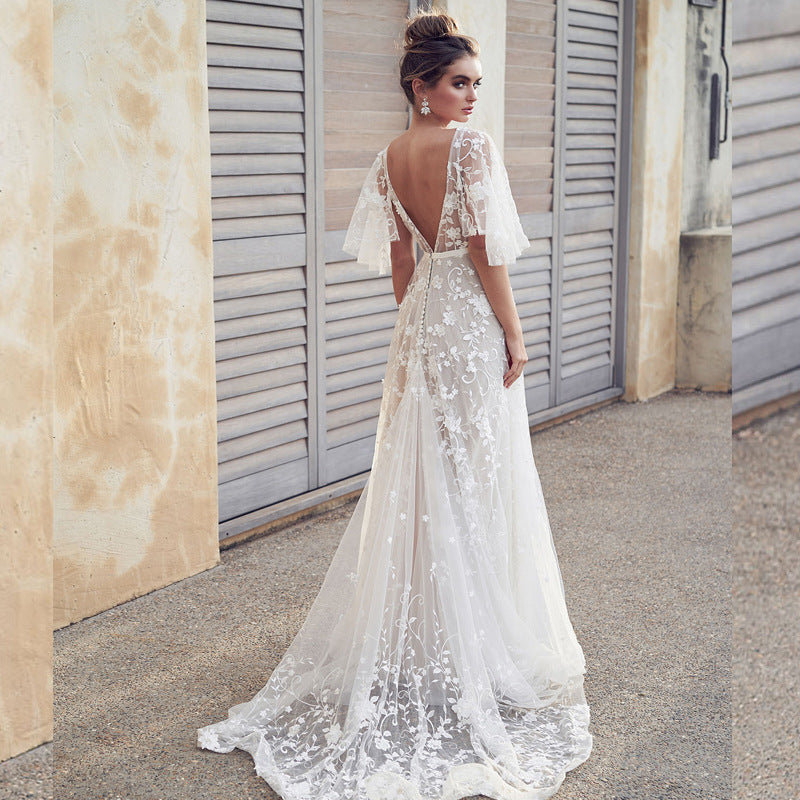 Sexy Backless Lace V-Neck Dress