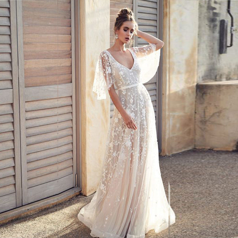 Sexy Backless Lace V-Neck Dress