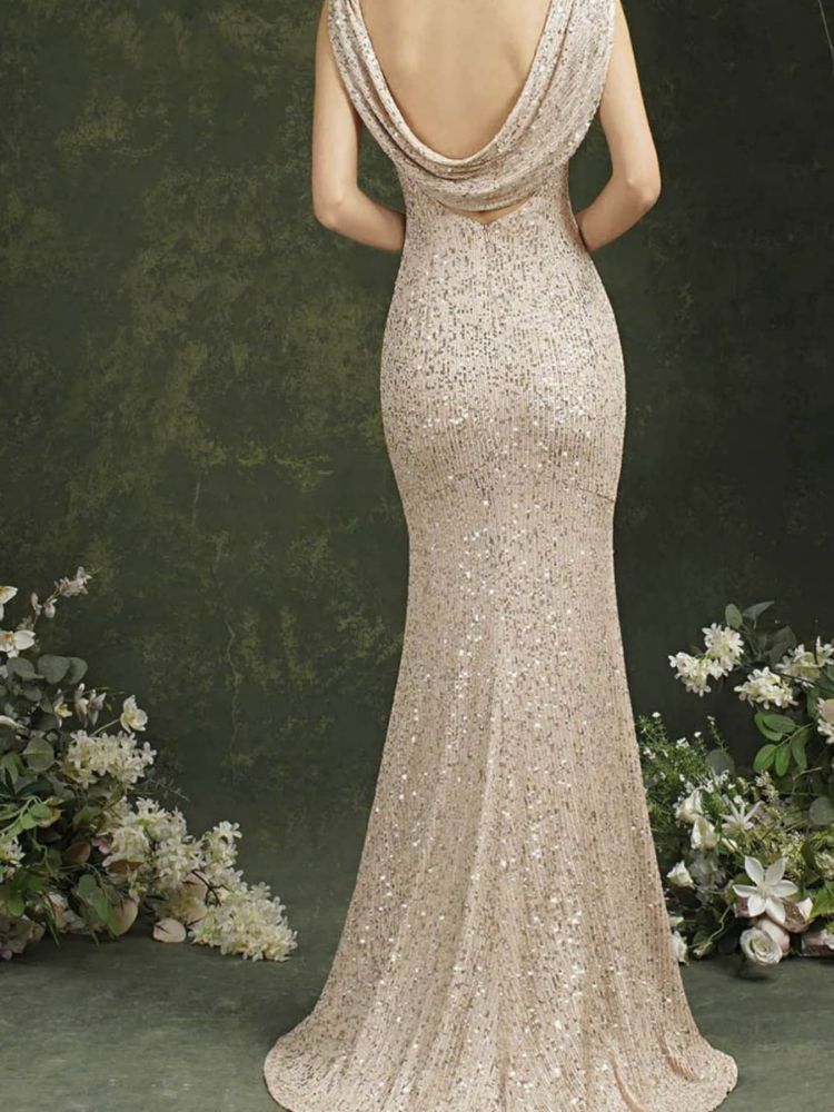 Suspender Slit Evening Dress with Trail: Bridesmaid Edition