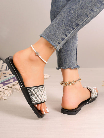 Pearl Straight Flat Slippers: Women's Plus Size Footwear