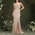 Suspender Slit Evening Dress with Trail: Bridesmaid Edition