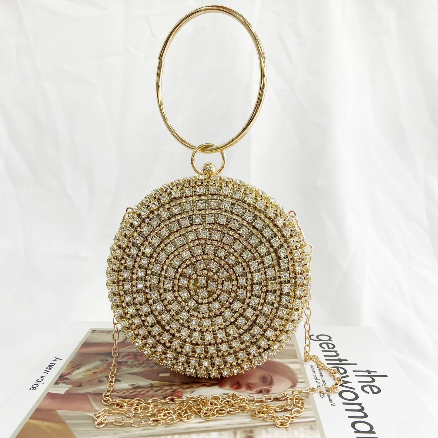 Glamorous Metal Round Party Handbag