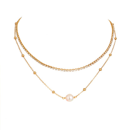 Celestial Sparkle Multi-Layer Pearl Elegance Necklace