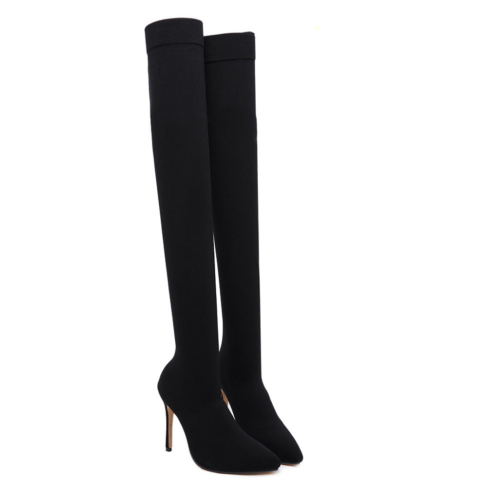 Stiletto Heel Pointed Toe Stocking Boots: Tall Skinny Over-the-Knee