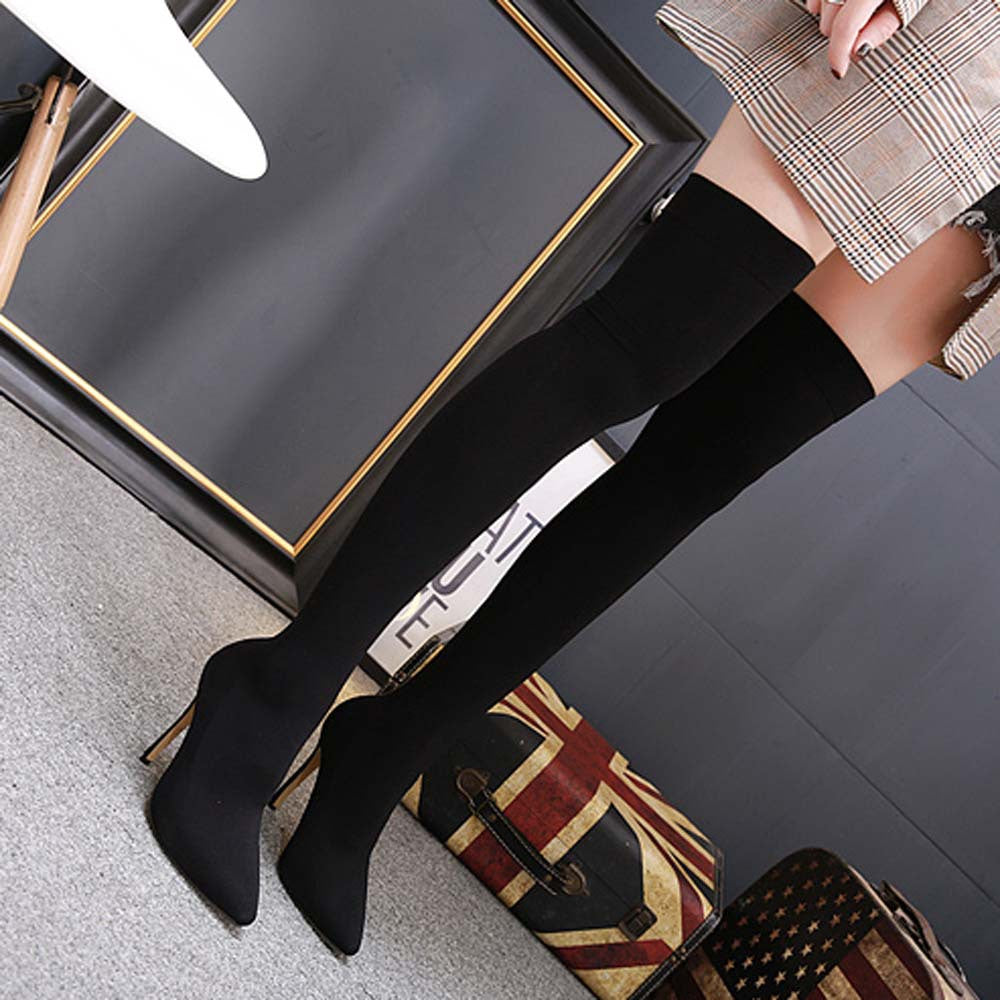 Stiletto Heel Pointed Toe Stocking Boots: Tall Skinny Over-the-Knee