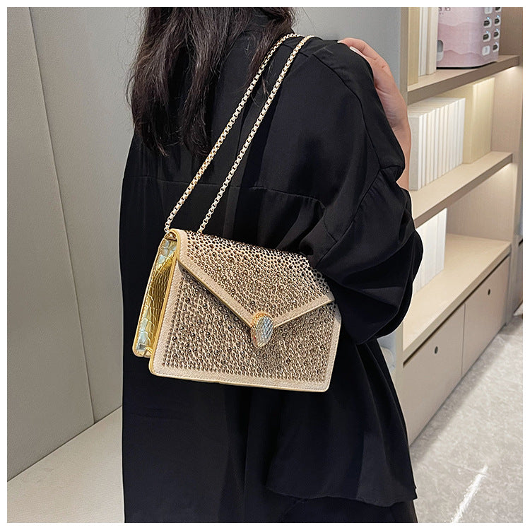 Boutique Diamond-Encrusted Crossbody Bag: Elegant Small Fragrance Women's Bag